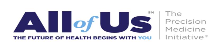 Banner text: All of Us, the future begins with you. The Precision Medicine Initiative.