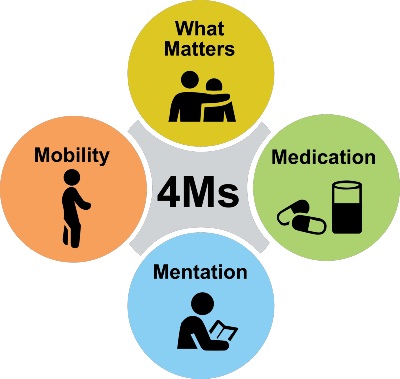 Infographic showing four circles labeled What Matters, Medication, Mentation and Mobility