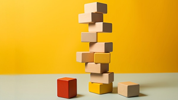 Tower of wooden blocks