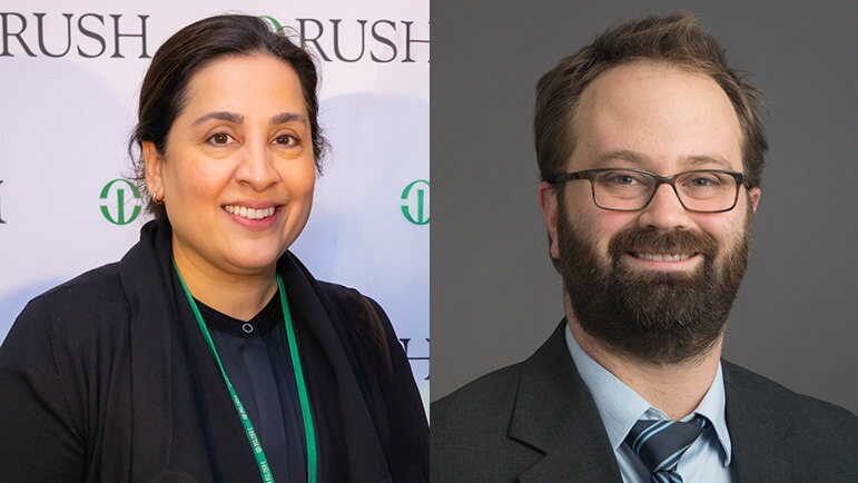 Head shots of Amina Ahmed, MD and Brian Klassen, PhD